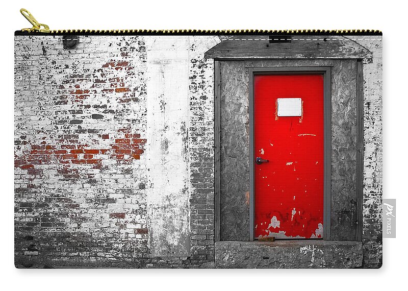 Huxley Zip Pouch featuring the photograph Red Door Perception by Bob Orsillo