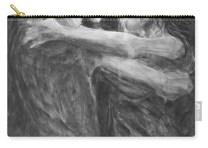  Shades Of Grey Zip Pouch featuring the painting Shades of Grey - Tango Dancers by Nik Helbig