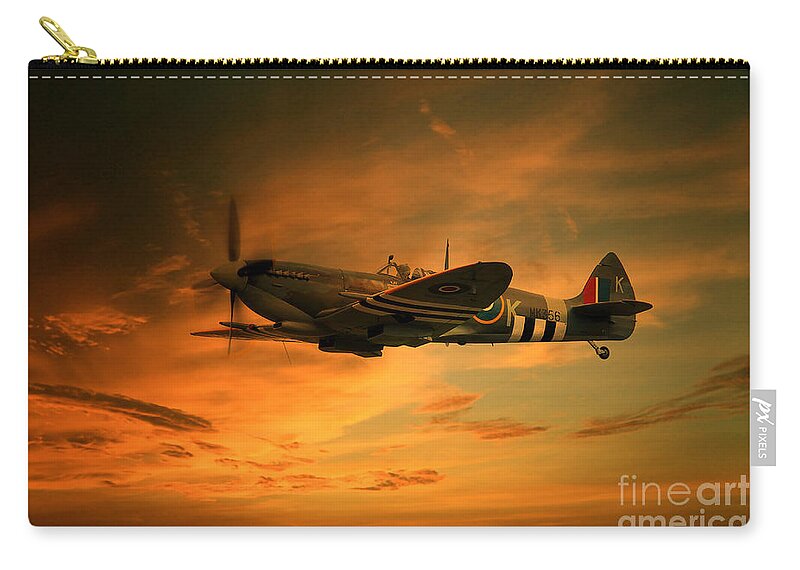Spitfire Art Carry-all Pouch featuring the digital art Spitfire Glory by Airpower Art