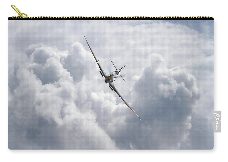 Aircraft Zip Pouch featuring the digital art Spitfire - Magic of Flight by Pat Speirs
