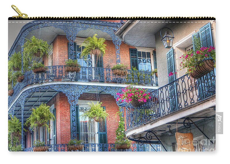 Balcony Zip Pouch featuring the photograph 0255 Balconies - New Orleans by Steve Sturgill