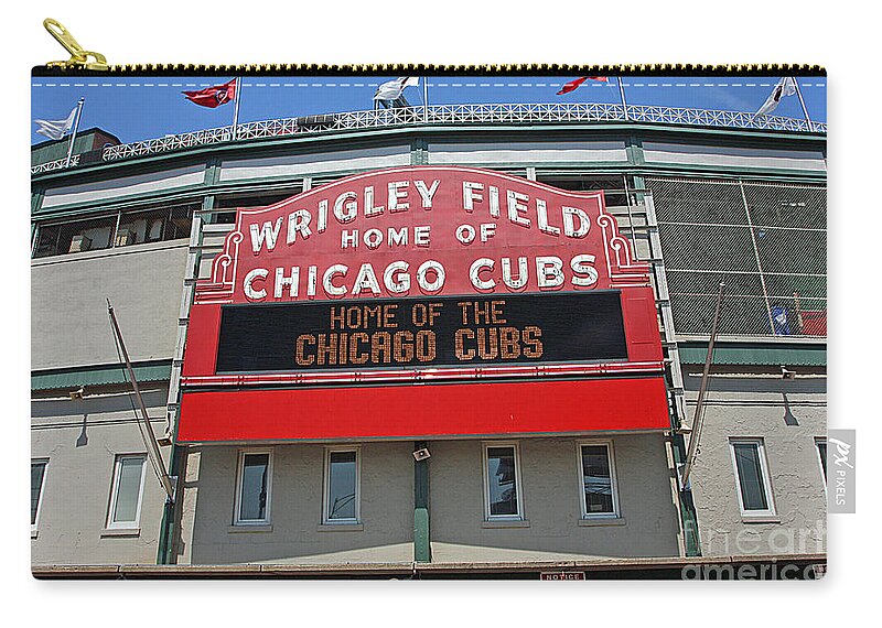 Wrigley Zip Pouch featuring the photograph 0601 Wrigley Field by Steve Sturgill