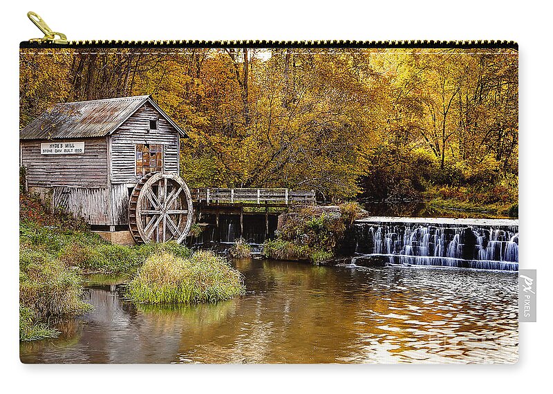 Hyde Zip Pouch featuring the photograph 0722 Hyde's Mill by Steve Sturgill