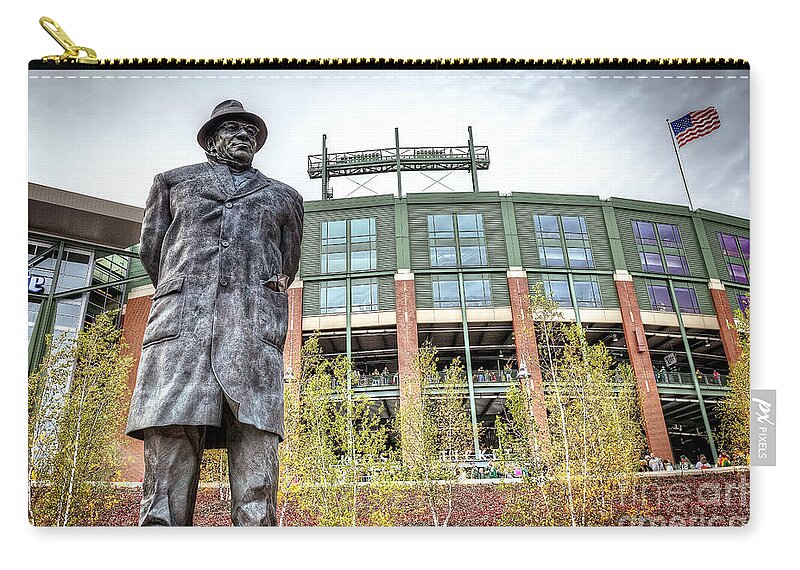 Vince Zip Pouch featuring the photograph 0853 Lombardi Statue by Steve Sturgill