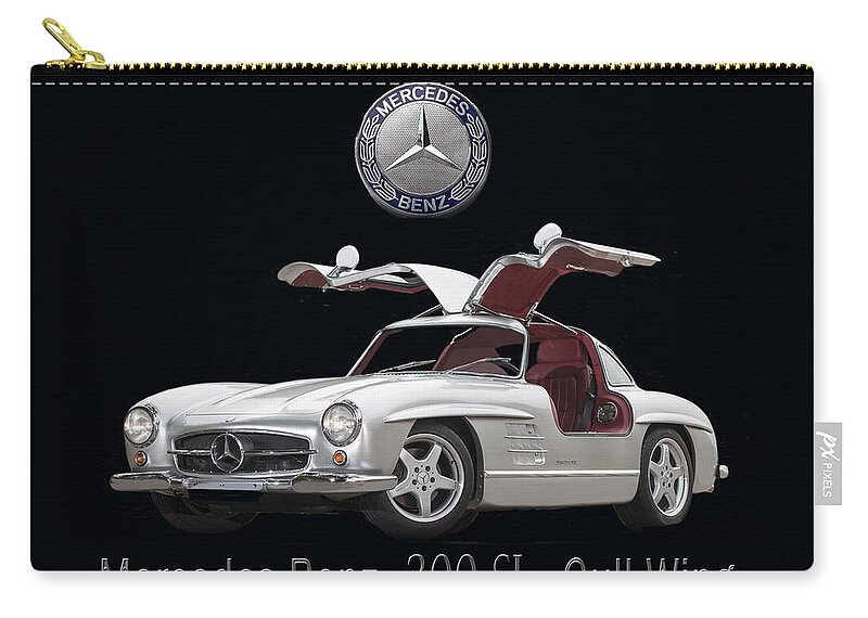 The 1955 Mercedes Benz 300 Sl Zip Pouch featuring the photograph Mercedes Benz 300 S L Gull Wing #1 by Jack Pumphrey