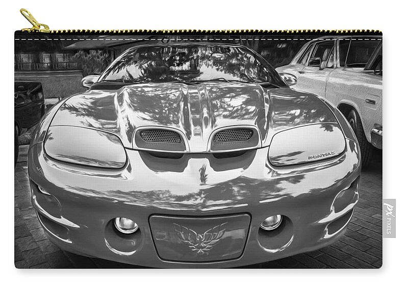 1999 Pontiac Trans Am Zip Pouch featuring the photograph 1999 Pontiac Trans Am Anniversary Edition Painted BW  by Rich Franco