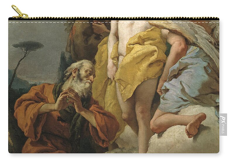 Giovanni Battista Tiepolo Zip Pouch featuring the painting Abraham and the Three Angels #1 by Giovanni Battista Tiepolo