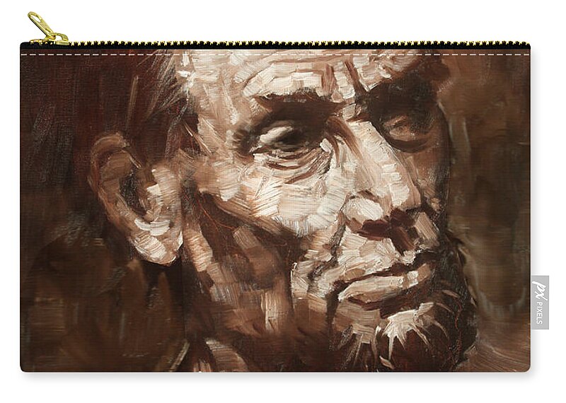 Abraham Lincoln Zip Pouch featuring the painting Abraham Lincoln by Ylli Haruni