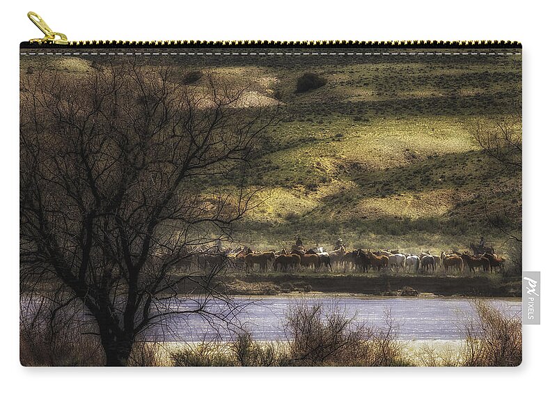Horse Drive Zip Pouch featuring the photograph Across the River by Kristal Kraft