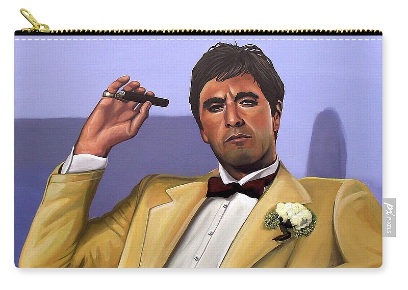 Al Pacino Zip Pouch featuring the painting Al Pacino by Paul Meijering