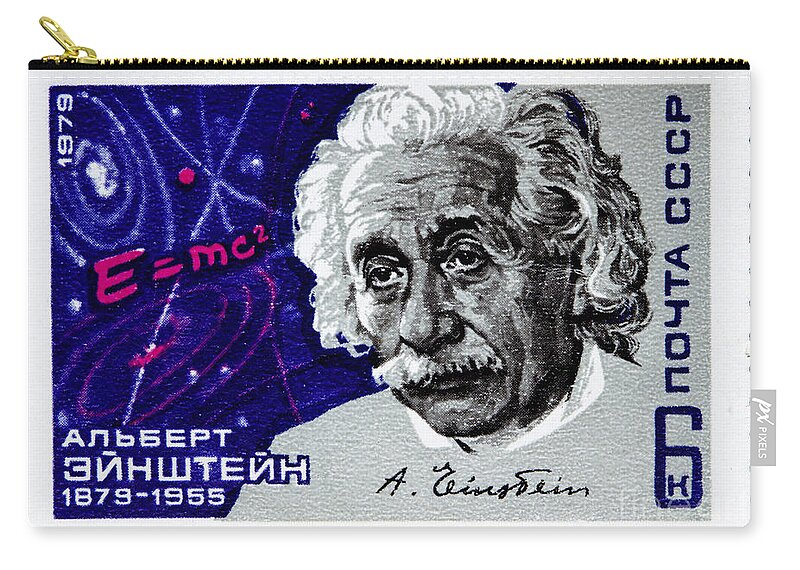 Albert Einstein Carry-all Pouch featuring the photograph Albert Einstein Stamp by GIPhotoStock