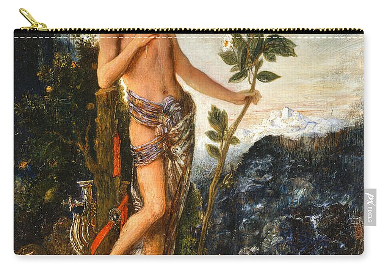 Gustave Moreau Zip Pouch featuring the painting Apollo Receiving the Shepherds' Offerings #2 by Gustave Moreau