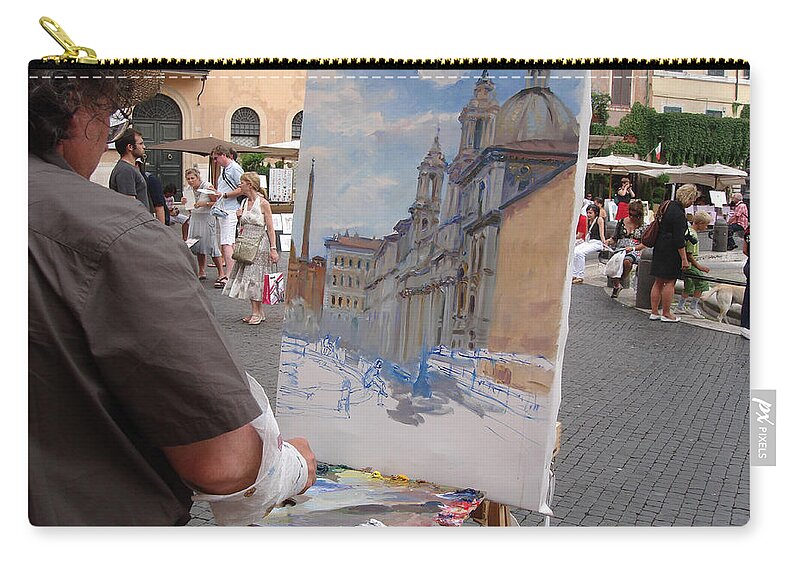 Ylli Haruni Carry-all Pouch featuring the photograph Artist at Work Rome by Ylli Haruni