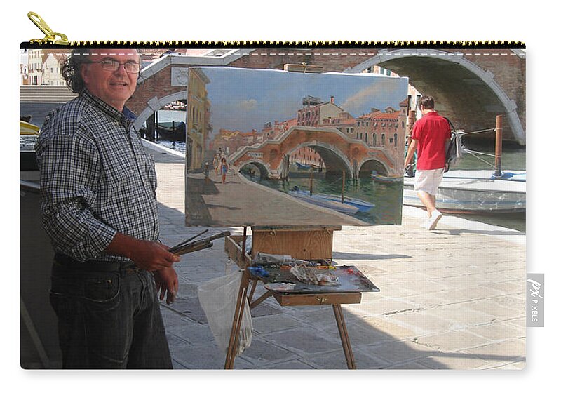 Ylli Haruni Carry-all Pouch featuring the photograph Artist at Work Venice by Ylli Haruni