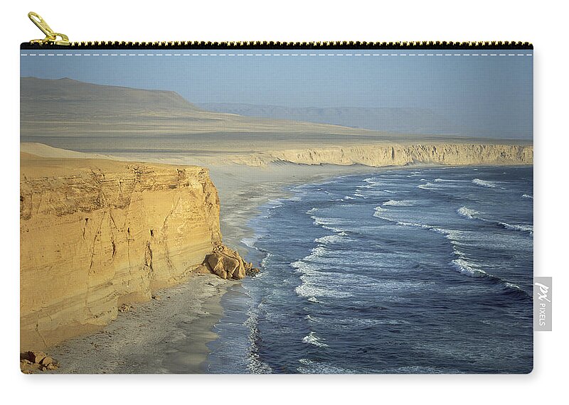 Feb0514 Zip Pouch featuring the photograph Atacama Desert Cliffs And The Pacific #1 by Tui De Roy