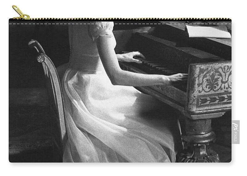 B&w Zip Pouch featuring the photograph Audrey Hepburn #3 by George Daniell
