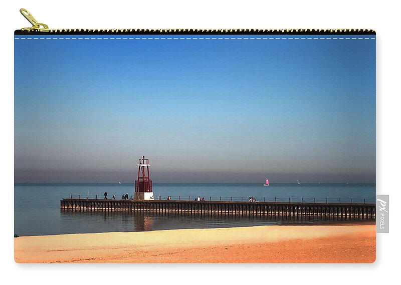 Lake Zip Pouch featuring the photograph Autumn at the Beach by Milena Ilieva