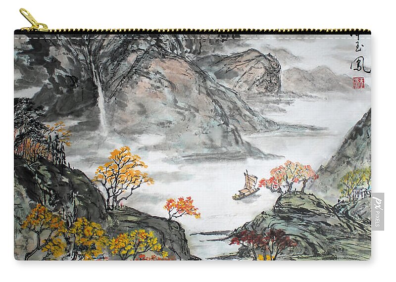 Fall Season Zip Pouch featuring the painting Autumn #2 by Yufeng Wang