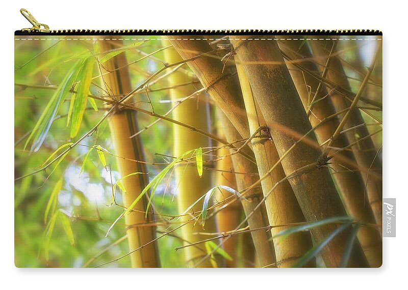 Floral Zip Pouch featuring the photograph Bamboo Gold #2 by Jade Moon 