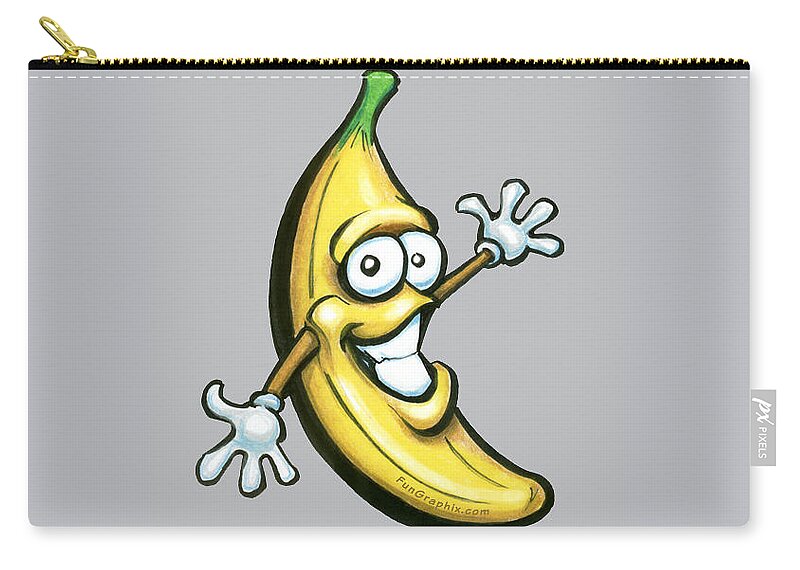 Banana Zip Pouch featuring the digital art Banana #1 by Kevin Middleton