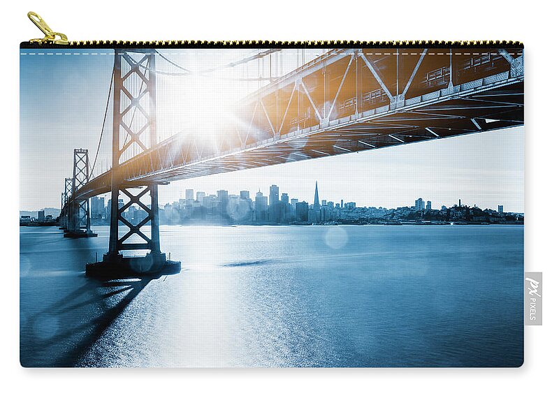 Scenics Zip Pouch featuring the photograph Bay Bridge And Skyline Of San Francisco #1 by Chinaface