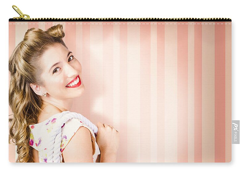 Hairdressing Zip Pouch featuring the photograph Beauty and fashion woman shopping at salon store #1 by Jorgo Photography