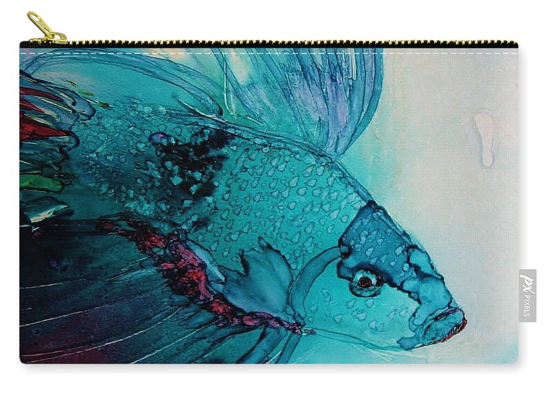 Fish Zip Pouch featuring the painting Betta Dragon Fish by Marcia Breznay