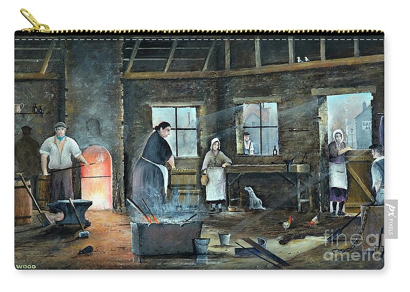 England Zip Pouch featuring the painting Black Country Life - England by Ken Wood