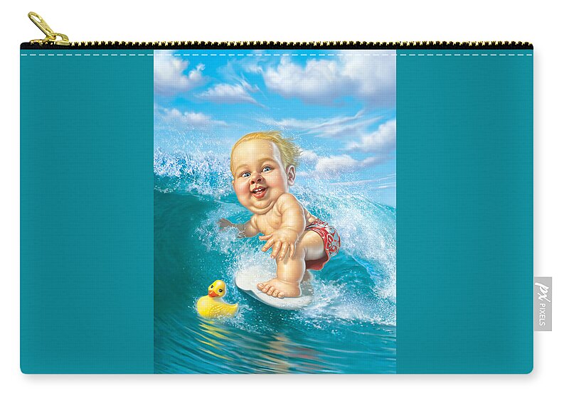 Baby Carry-all Pouch featuring the digital art Born to Surf by Mark Fredrickson