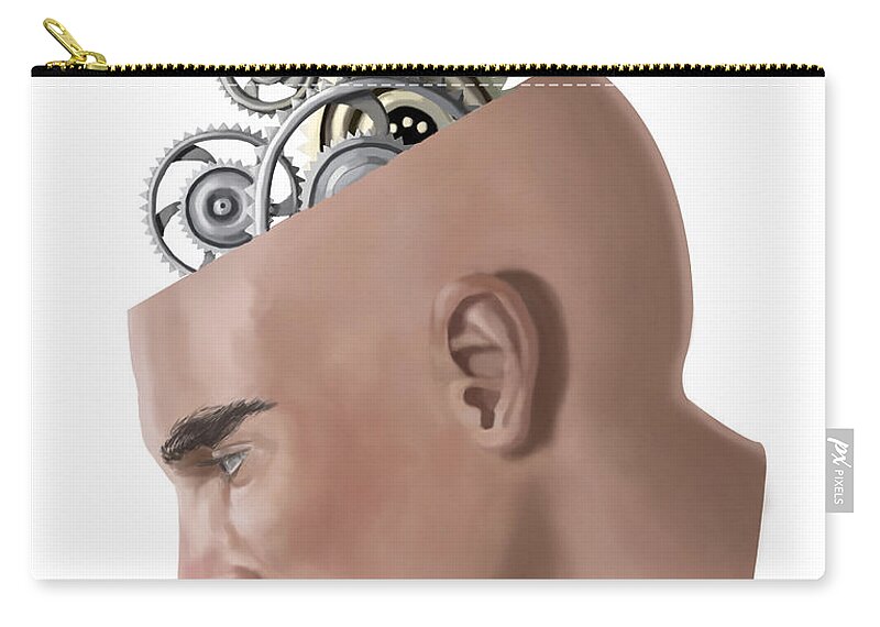 Illustration Zip Pouch featuring the photograph Brain Cogs #1 by Spencer Sutton