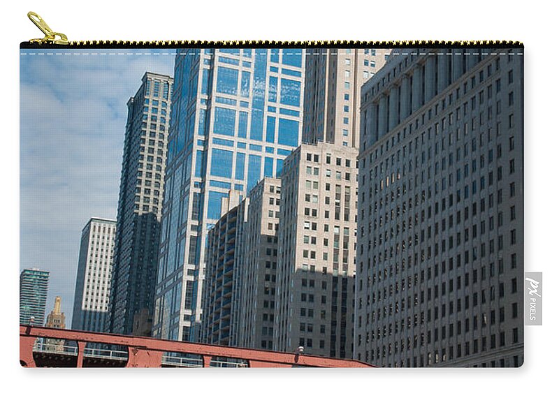 Chicago Downtown Zip Pouch featuring the photograph Bridge over the Chicago River by Dejan Jovanovic