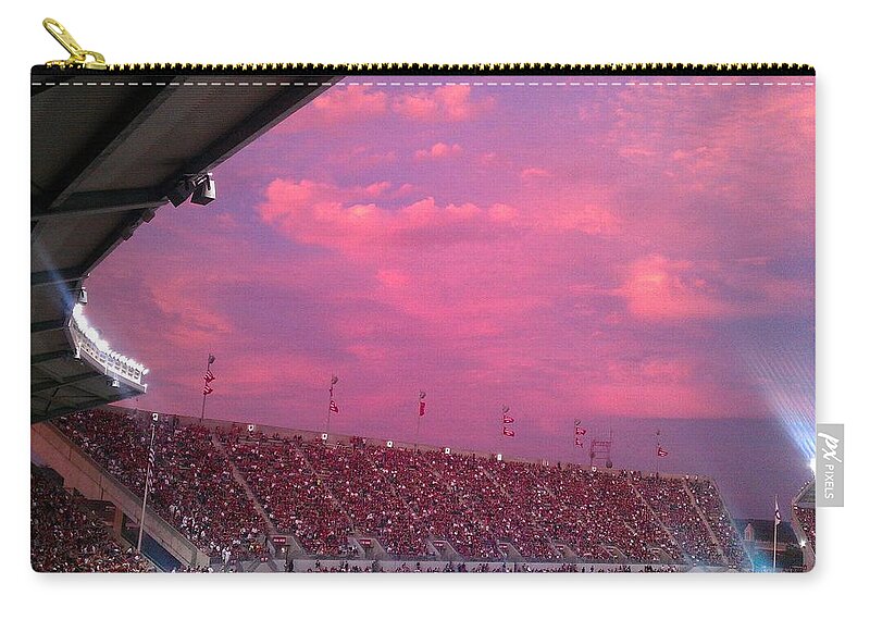Dusk Zip Pouch featuring the photograph Bryant-Denny Painted Sky by Kenny Glover