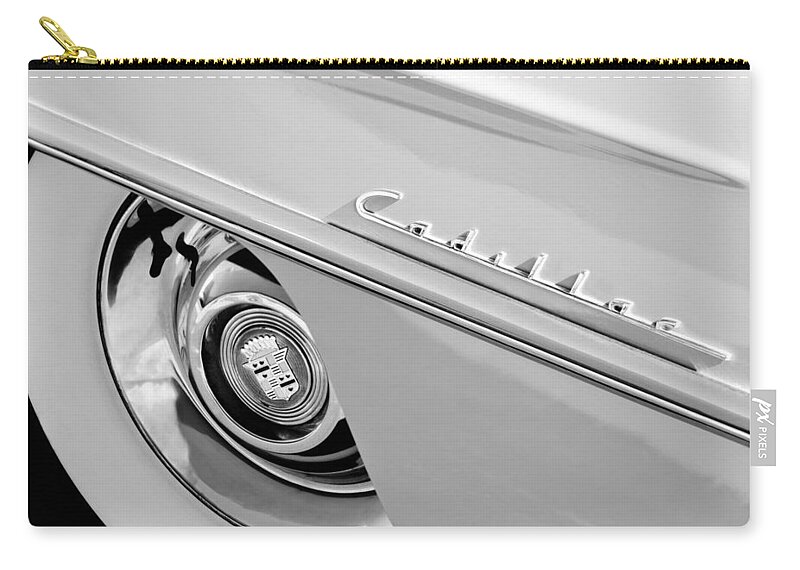 Cadillac Wheel Emblem Zip Pouch featuring the photograph Cadillac Wheel Emblem #1 by Jill Reger