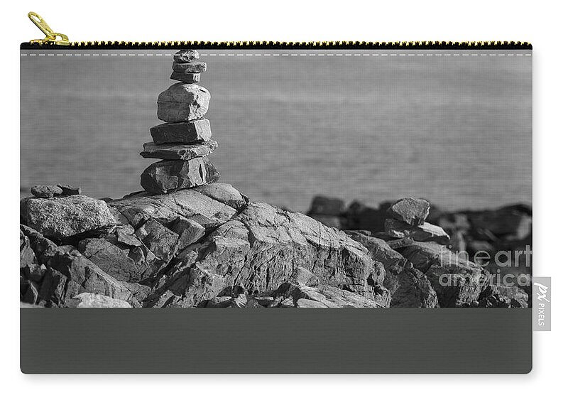 Atlantic Zip Pouch featuring the photograph Cairn #1 by Steven Ralser