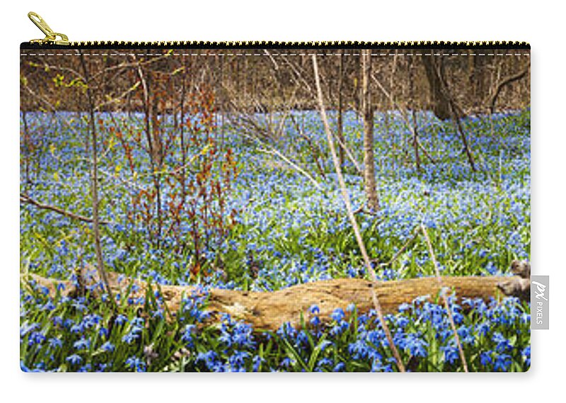 Flowers Carry-all Pouch featuring the photograph Carpet of blue flowers in spring forest 2 by Elena Elisseeva