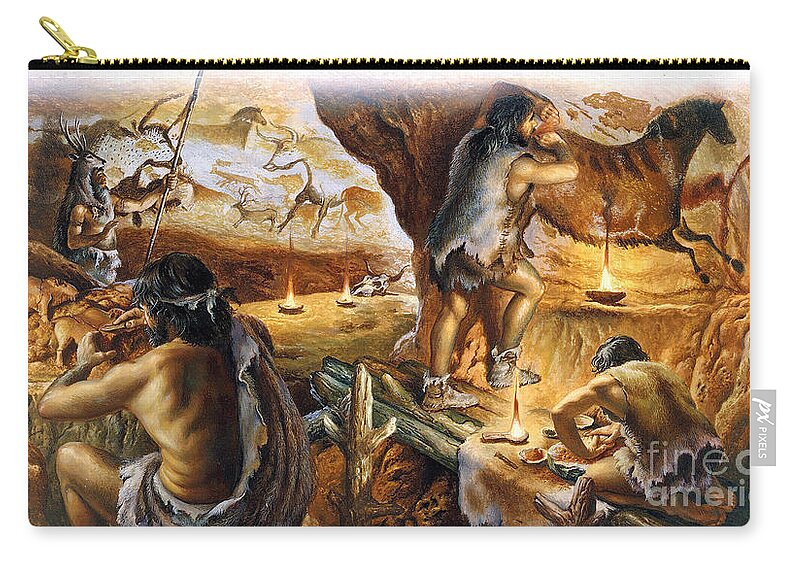 Cave Painting Zip Pouch featuring the photograph Cave Painting #1 by Publiphoto