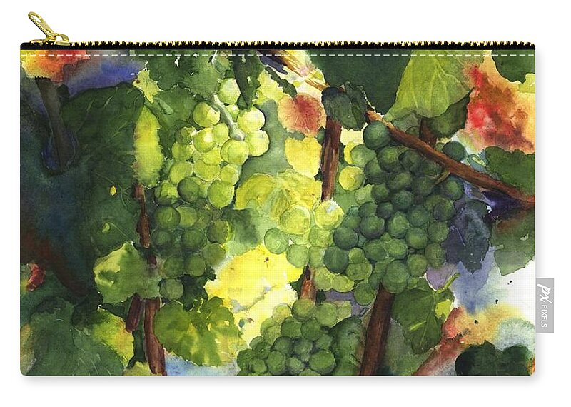 Green Grapes Carry-all Pouch featuring the painting Chardonnay au Soliel by Maria Hunt