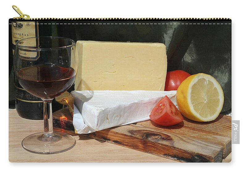 Cheese Zip Pouch featuring the photograph Cheese and Wine #1 by Gaile Griffin Peers