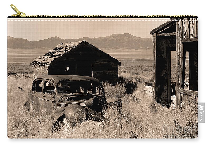 Old Car Zip Pouch featuring the photograph Cherry Creek  Nevada by J L Woody Wooden