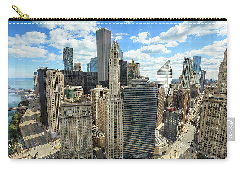 Downtown District Zip Pouch featuring the photograph Chicago Cityscape #1 by Fraser Hall