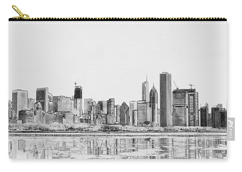 Chicago Panorama Zip Pouch featuring the digital art Chicago Panorama by Dejan Jovanovic