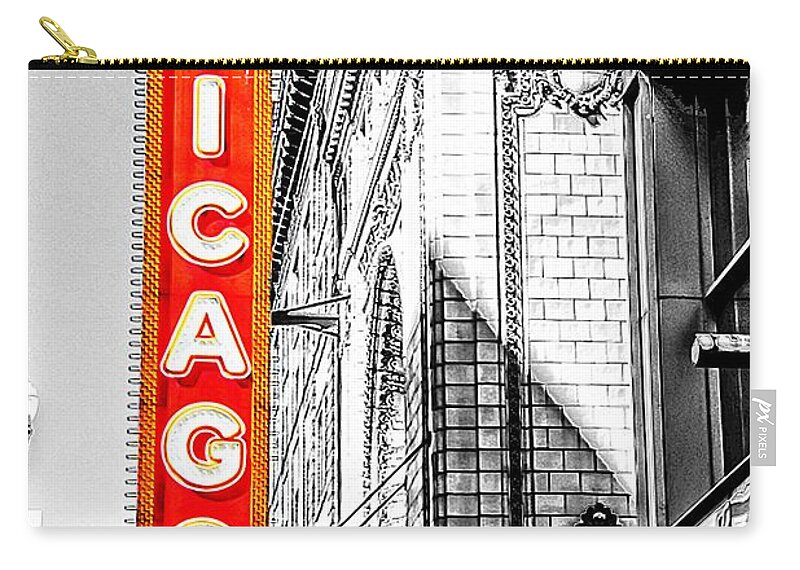 Chicago Zip Pouch featuring the photograph Chicago Theater #1 by Will Wagner