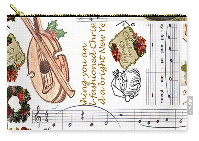 Christmas Zip Pouch featuring the digital art Christmas Collage by Sandy McIntire