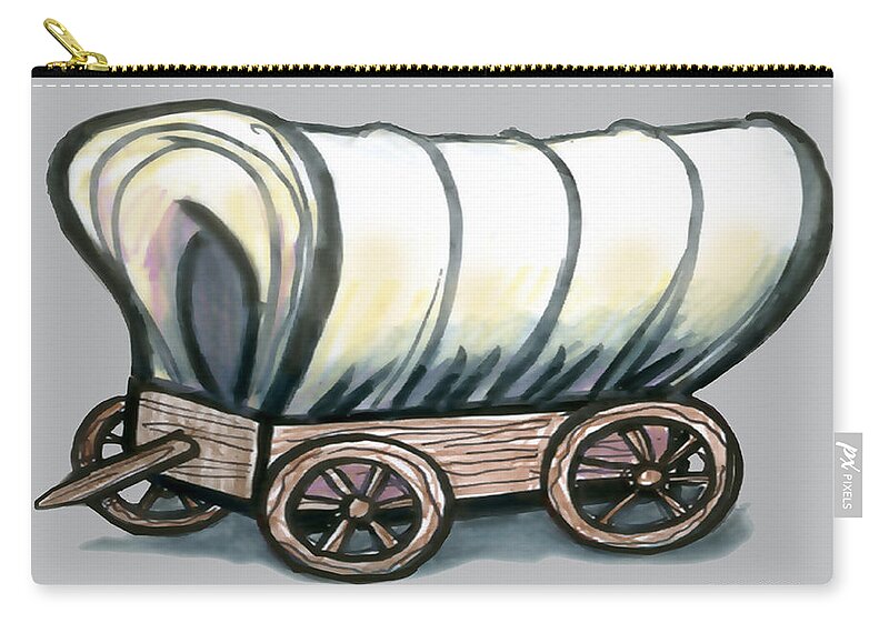 Covered Wagon Carry-all Pouch featuring the digital art Covered Wagon by Kevin Middleton