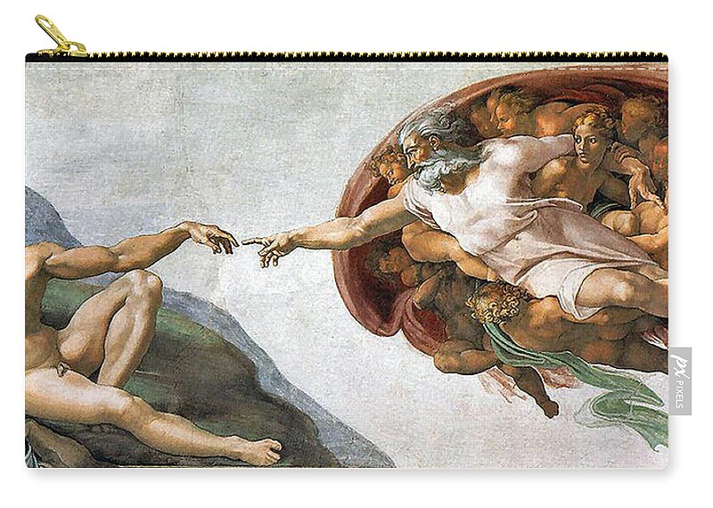 Creation Of Adam Carry-all Pouch featuring the painting Creation of Adam by Michelangelo Buonarroti