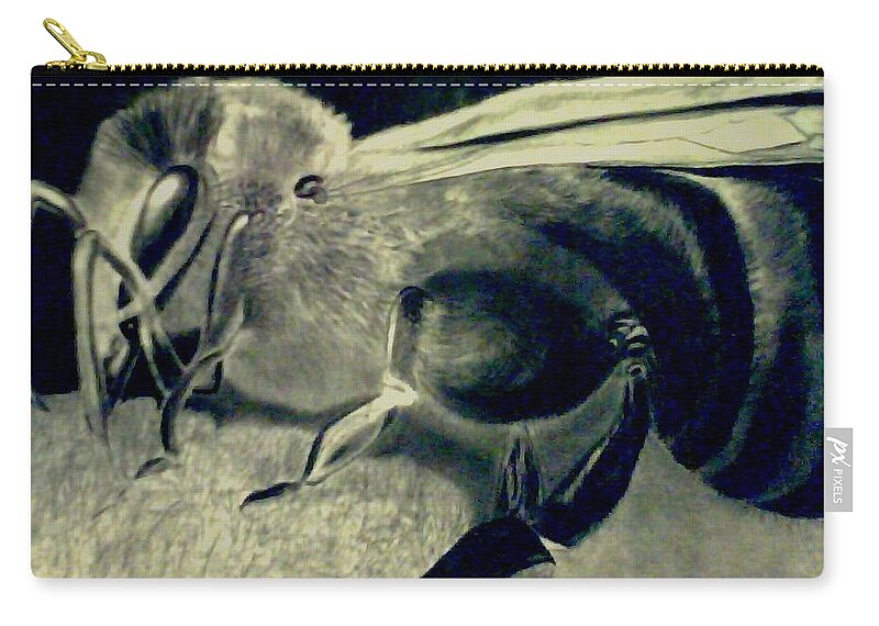 Bee Zip Pouch featuring the drawing Daddy's Baby Bee by Suzanne Berthier