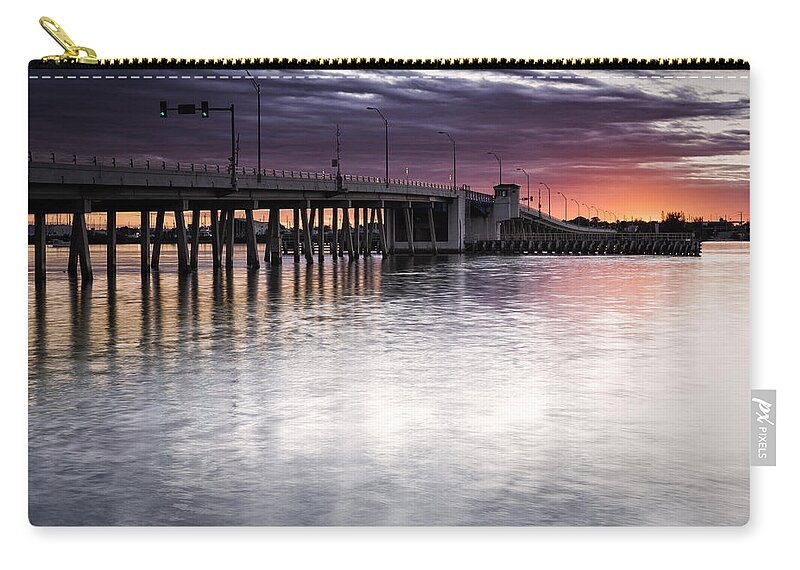 Bridge Zip Pouch featuring the photograph Drawbridge at Sunset #1 by Fran Gallogly