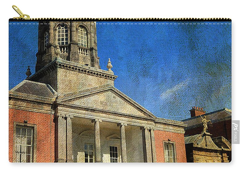 Ireland Zip Pouch featuring the photograph Dublin Castle. Streets of Dublin. Painting Collection #1 by Jenny Rainbow