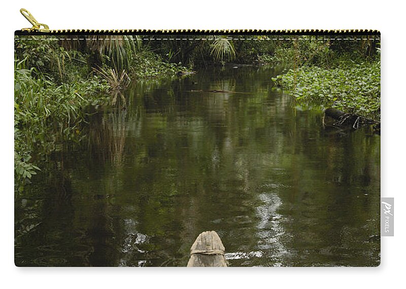 Feb0514 Zip Pouch featuring the photograph Dugout Canoe In Blackwater Stream #1 by Pete Oxford