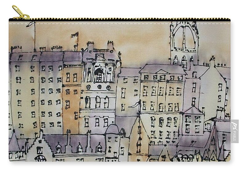 Edinburgh Zip Pouch featuring the painting Edinburgh Scotland #1 by Hazel Millington